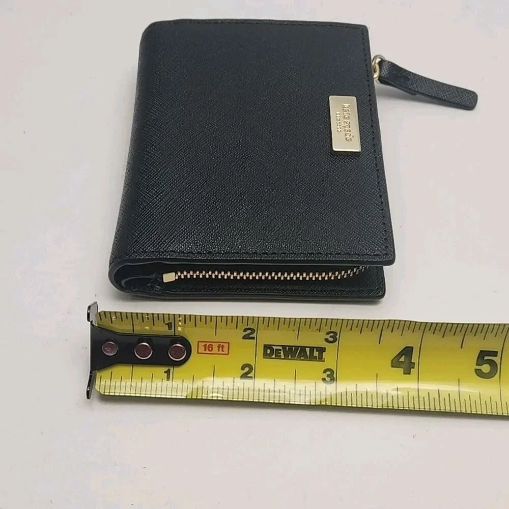 Kate Spade Wallet Black Card Organizer Coin Zip Textured 4.5